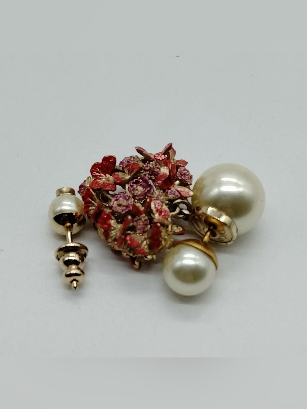 Authentic Dior Valentine's Heart-Butterflies Pink Pearl Tribales Post Earrings - Picture 3 of 6